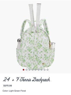 Oliver Thomas 24 + 7 Light Green Floral Tennis Backpack